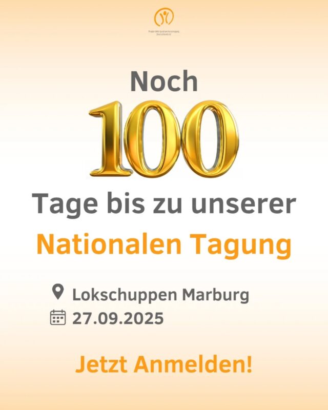 Am 27.09.2025 ist es endlich so weit: Unsere Nationale Tagung findet im Lokschuppen Marburg statt – seid dabei! 💚
Ein Tag voller Austausch, Impulse und Begegnung wartet auf euch:
Vorträge zu aktuellen Themen:
👫 Geschwister von Menschen mit PWS
🏥 Korsettversorgung beim Prader-Willi-Syndrom
🗣️ Menschen mit PWS eine Stimme geben
🔬 Aktuelle Forschungsergebnisse rund um PWS

Workshops für Angehörige & Fachkräfte:
⏰ Zeitmanagement im Alltag
🏘️ Wohngruppen gründen
💚 Selbstfürsorge für Angehörige
🌐 Vernetzung von Wohneinrichtungen

Angebote für Erwachsene mit PWS:
🍽️ „Ich bestimme mit!“ – Selbst- und Fremdbestimmung beim Essen
💃 Tanz- & Theaterworkshop

Für Kinder:
🏙️ Stadtführung durch Marburg
🔎 Ausflug ins Chemikum

👉 Jetzt anmelden!
📍 Lokschuppen Marburg
📅 27.09.2025
📝 Alle Infos & Anmeldung: https://shop.prader-willi.de/veranstaltungen/nationale-tagung-2025-27-9-2025-marburg/
Wir freuen uns riesig auf euch! 💚
#PWS #PraderWilliSyndrom #PWSVD #NationaleTagung #Marburg #Noch100Tage #Inklusion #WissenTeilen #Selbstbestimmung #Vernetzung