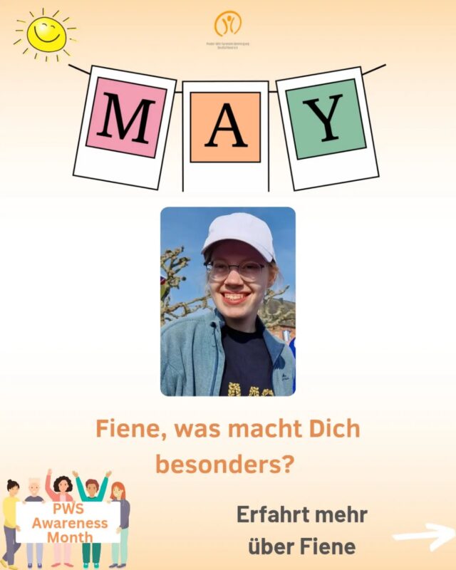 🎥 Jeder Mensch mit PWS ist einzigartig! 

Fiene liebt es sportlich und läuft richtig gerne 🏃‍♀️. Deshalb hat sie auch beim Schüler-Staffellauf des Gutenberg-Halbmarathons in Mainz teilgenommen 🏅 und hatte dabei riesigen Spaß – wie ihre Bilder zeigen 🎉📸. Die Strecke von 4,4 Kilometern schaffte sie in 40 Minuten ⏱️ – eine richtig klasse Leistung, wie wir finden 👏! Mit ihrer Lehrerin strahlte sie anschließend um die Wette 😄. 

Vielen Dank, Fiene! 

🧡 Den ganzen Mai zeigen wir, dass jeder Mensch mit PWS einzigartig ist. 
👉 Deshalb fragen wir: Was macht dich besonders? Was macht dich einzigartig? 
👉 Macht mit und schickt uns ein kurzes Video: 
Habt Ihr ein besonderes Hobby, eine Stärke oder einen Charakterzug, der Euch ausmacht? Alles ist willkommen – ein Wort, ein Satz oder eine kleine Geschichte. 
✍️ Ihr möchtet lieber schreiben? Dann schickt uns ein Foto mit einem kurzen Text. 
Mit Eurer Hilfe können wir zeigen, wie vielfältig und einzigartig Menschen mit PWS sind. 
✨ Eure Beiträge veröffentlichen wir mit Eurer Zustimmung auf unserem Instagram-Kanal. 
➡️ Schickt uns ein kurzes Video oder Euren Text per Mail an info@prader-willi.de oder per WhatsApp an 0176 21596931 
🧡 Wir freuen uns auf Eure Videos und Beiträge! 

Findet Ihr mehr Personen sollten von Fienes toller Leistung erfahren? Dann teilt diesen Post und schickt ihn weiter. 
 
#Einzigartig #PWS #MachtMit #Besonders #Mai