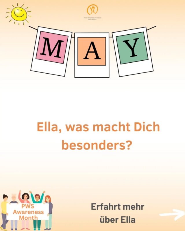 🎥 Jeder Mensch mit PWS ist einzigartig! 

Ella ist acht Jahre alt und liebt es zu musizieren 🎶💛. Schon die musikalische Früherziehung hat ihr richtig viel Spaß gemacht 🎵. Außerdem hat Ella eine ganz besondere Gabe: Sie kann sich unglaublich gut Texte merken🧠 und auch Melodien wiedererkennen 🎼🎧! Und weil es ihr so viel Spaß macht, neue Instrumente kennenzulernen, übt sie zurzeit fleißig Blockflöte 🎶🪈. Später möchte sie dann noch Saxofon 🎷 und Ukulele lernen 🪕. Außerdem ist Ella richtig sportlich. Sie freut sich, dass Frühling ist 🌸🌼 und sie endlich wieder mit ihrem Fahrrad rausfahren kann 🚲😄. Wenn die Freibadsaison beginnt, möchte sie auch ihr Silberabzeichen beim Schwimmen machen 🥈🌊. 

Wow, das finden wir richtig toll! 

Vielen Dank, Ella! 

🧡 Den ganzen Mai zeigen wir, dass jeder Mensch mit PWS einzigartig ist. 
👉 Deshalb fragen wir: Was macht dich besonders? Was macht dich einzigartig? 
👉 Macht mit und schickt uns ein kurzes Video: 
Habt Ihr ein besonderes Hobby, eine Stärke oder einen Charakterzug, der Euch ausmacht? Alles ist willkommen – ein Wort, ein Satz oder eine kleine Geschichte. 
✍️ Ihr möchtet lieber schreiben? Dann schickt uns ein Foto mit einem kurzen Text. 
Mit Eurer Hilfe können wir zeigen, wie vielfältig und einzigartig Menschen mit PWS sind. 
✨ Eure Beiträge veröffentlichen wir mit Eurer Zustimmung auf unserem Instagram-Kanal. 
➡️ Schickt uns ein kurzes Video oder Euren Text per Mail an info@prader-willi.de oder per WhatsApp an 0176 21596931 
🧡 Wir freuen uns auf Eure Videos und Beiträge! 

Hat Euch Ellas Beitrag gefallen? Dann liket und kommentiert den Post. 
 
#Einzigartig #PWS #MachtMit #Besonders #Mai