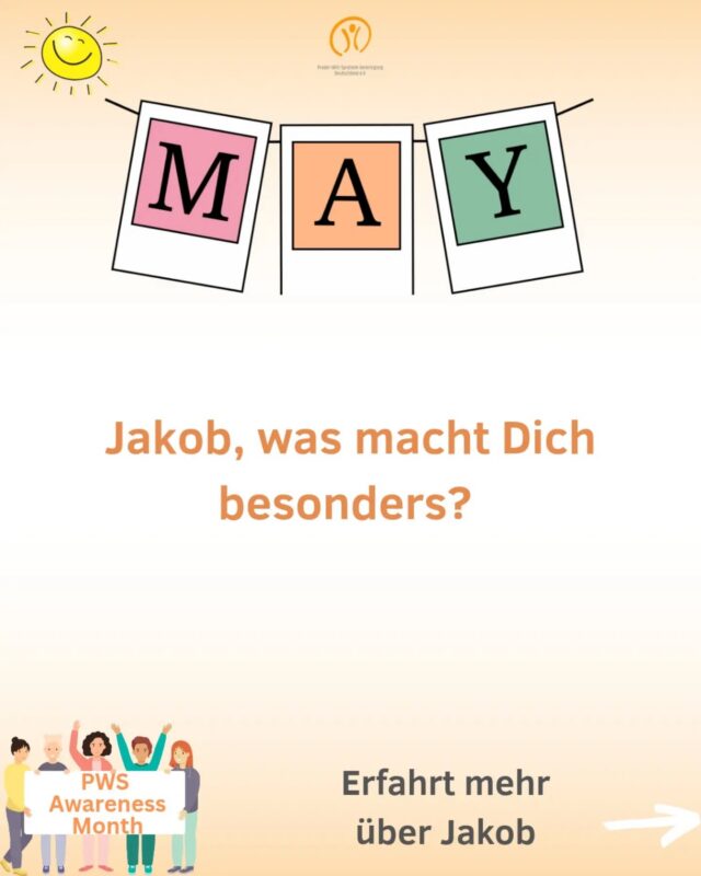 🎥 Jeder Mensch mit PWS ist einzigartig! 

Jakob ist besonders ehrgeizig 💪 und mutig 🦁. So sehr, dass er dieses Jahr sogar Skifahren gelernt hat ⛷️ – voller Stolz, Konzentration und ganz viel Freude 😊. Das macht ihn und seine Familie unheimlich stolz 👨‍👩‍👦. Es war ein Beweis dafür, was möglich ist, wenn man an sich glaubt und nicht aufgibt. 

Vielen Dank, Jakob! 

 
🧡 Den ganzen Mai zeigen wir, dass jeder Mensch mit PWS einzigartig ist. 
👉 Deshalb fragen wir: Was macht dich besonders? Was macht dich einzigartig? 
👉 Macht mit und schickt uns ein kurzes Video: 
Habt Ihr ein besonderes Hobby, eine Stärke oder einen Charakterzug, der Euch ausmacht? Alles ist willkommen – ein Wort, ein Satz oder eine kleine Geschichte. 
✍️ Ihr möchtet lieber schreiben? Dann schickt uns ein Foto mit einem kurzen Text. 
Mit Eurer Hilfe können wir zeigen, wie vielfältig und einzigartig Menschen mit PWS sind. 
✨ Eure Beiträge veröffentlichen wir mit Eurer Zustimmung auf unserem Instagram-Kanal. 
➡️ Schickt uns ein kurzes Video oder Euren Text per Mail an info@prader-willi.de oder per WhatsApp an 0176 21596931 
🧡 Wir freuen uns auf Eure Videos und Beiträge! 

Hat Euch Jakobs Beitrag gefallen? Dann liket und kommentiert den Post. 
#Einzigartig #PWS #MachtMit #Besonders #Mai